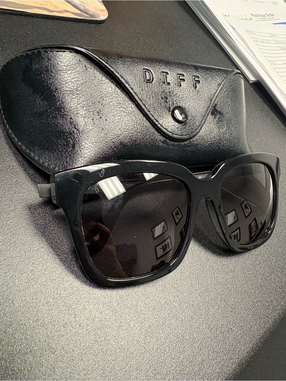 Diff Eyewear Black Oversized Cat-Eye Sunglasses